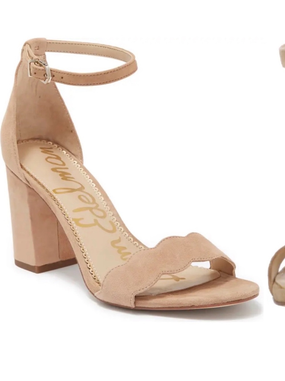 Sam Edelman size 9 scalloped tan block heels